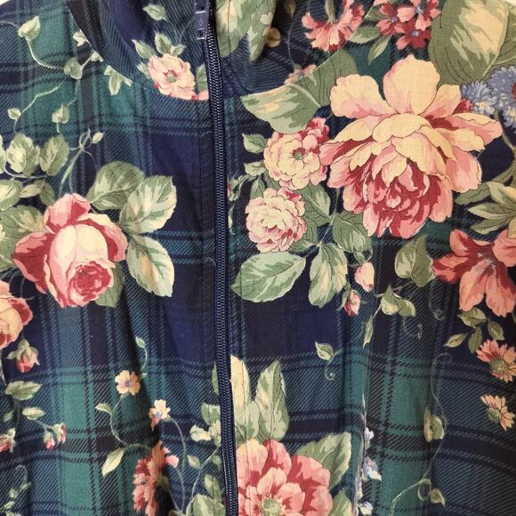 Orvis Vintage Floral + Plaid Jacket Zip Up Grannycore - Picture 5 of 10
